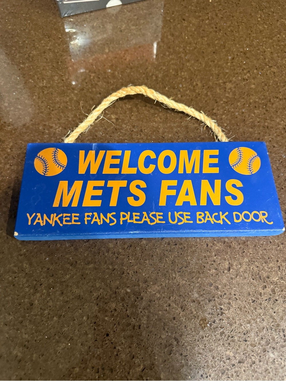 Welcome Mets Fans Sign - Blue and Orange Home Party Décor